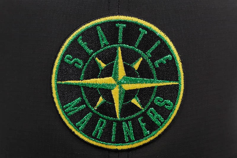 NEW ERA SEATTLE MARINERS 59FIFTY FITTED CAP (40TH ANNIVERSARY SIDE PATCH/GREEN UNDER VISOR/BLACK RIPSTOP REALTREE CAMO)