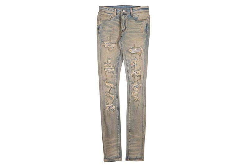 mnml X201 RHINESTONE SKINNY DENIM (D837-BLU:BLUE)