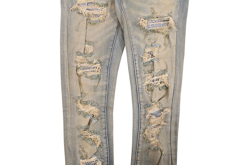 mnml X201 RHINESTONE SKINNY DENIM (D837-BLU:BLUE)