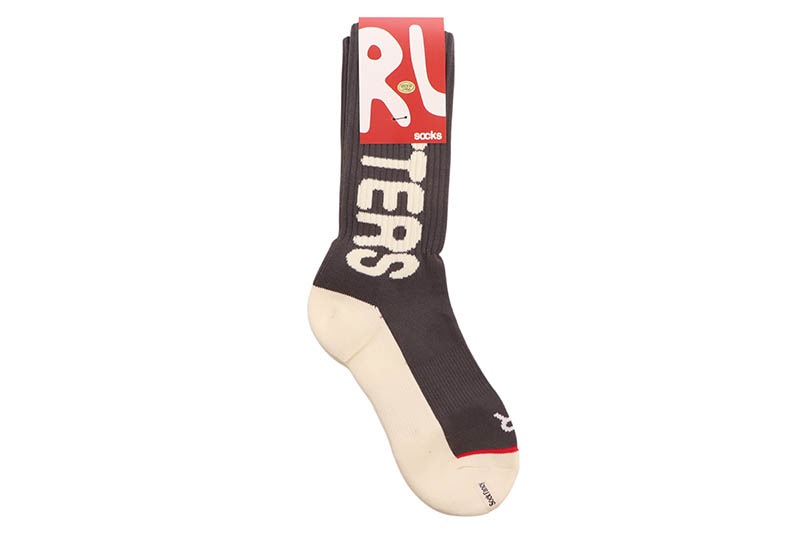 RED LETTERS JUST GRAY LETTERS SOCKS