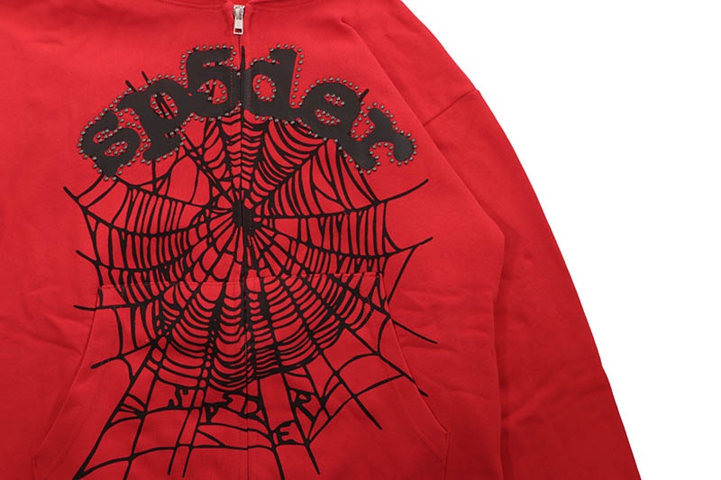 SP5DER OG WEB STUDDED ZIP HOODIE (RED) | Brand,S-Z,SP5DER