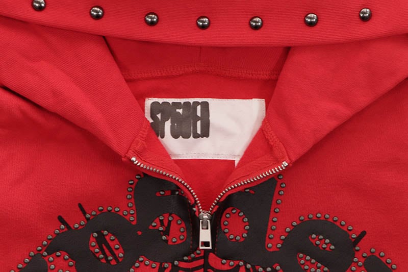 SP5DER OG WEB STUDDED ZIP HOODIE (RED) | Brand,S-Z,SP5DER