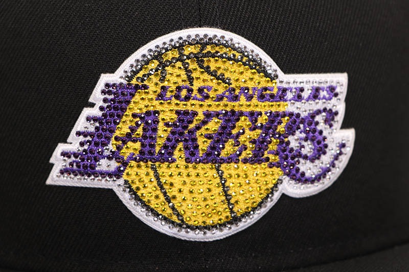 NEW ERA LOS ANGELES LAKERS 9FIFTY SNAPBACK CAP (RHINESTONE LOGO/GREY UNDER VISOR/BLACK)
