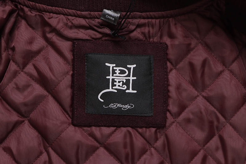 ED HARDY DEATH OR GLORY VARSITY JACKET (840313:BURGUNDY