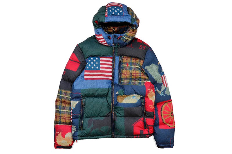 POLO RALPH LAUREN WATER REPELLENT PATCHWORK DOWN JACKET (MULTI