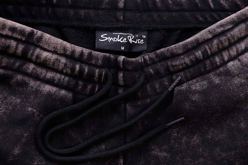 SMOKE RISE STACKED RHINESTONE DYSTOPIA FLEECE PANTS (FP24656:BLACK)