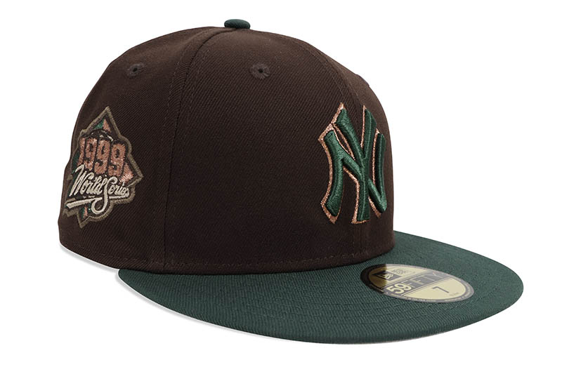 NEW ERA NEW YORK YANKEES 59FIFTY FITTED CAP (1999 WORLD SERIES SIDE PATCH/GREY UNDER VISOR/WALNUT DARK GREEN)
