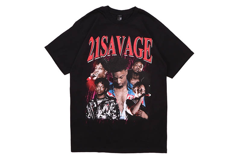 HOUSE OF TEES 21 SAVAGE RED RAIN GRAPHIC T-SHIRT (BLACK)