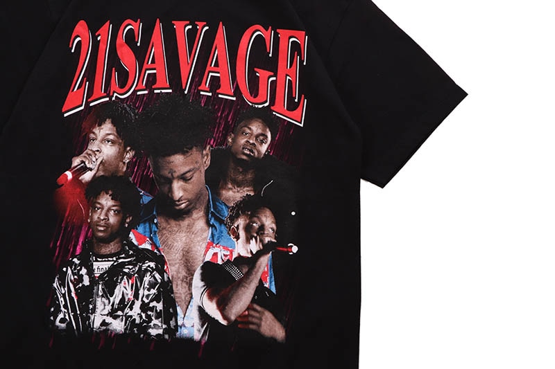 HOUSE OF TEES 21 SAVAGE RED RAIN GRAPHIC T-SHIRT (BLACK)