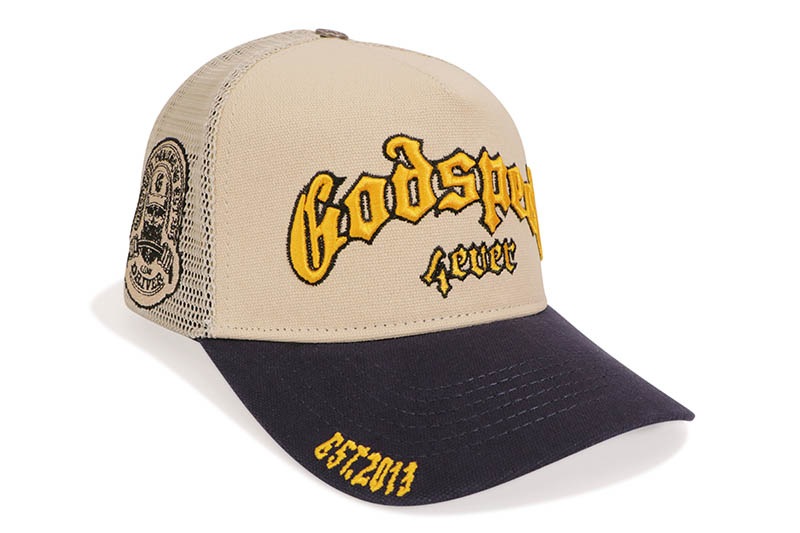 GODSPEED GS FOREVER TRUCKER HAT (BONE/YELLOW/NAVY)