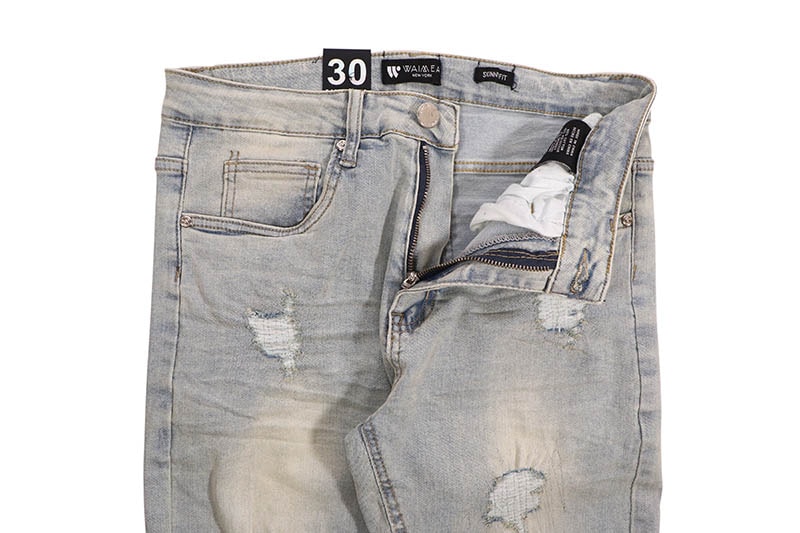 WAIMEA SKINNY JEANS WITH RIPS & REPAIR (M8500DA:BLUE WASH)