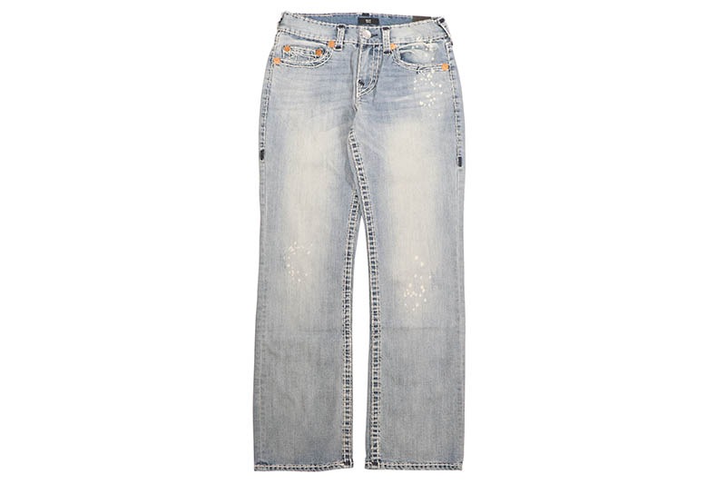 TRUE RELIGION BILLY EMBROIDERED SUPER T BOOTCUT JEAN 34" (110777:SCUFF TOE INDIGO LIGHT WASH)