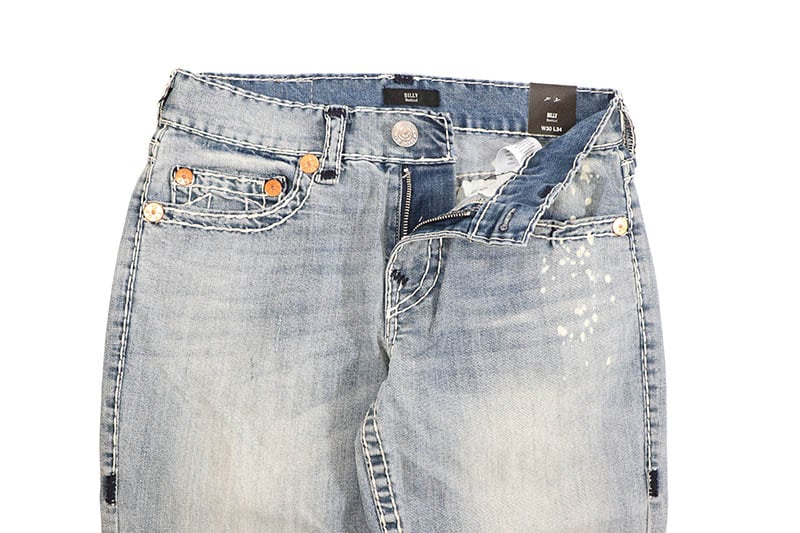 TRUE RELIGION BILLY EMBROIDERED SUPER T BOOTCUT JEAN 34" (110777:SCUFF TOE INDIGO LIGHT WASH)