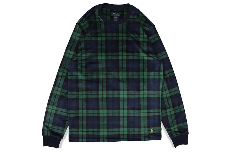 POLO RALPH LAUREN PLUSH VELOUR SLEEP SHIRT (PP32RL-AZRO:BLACKWATCH PLAID)