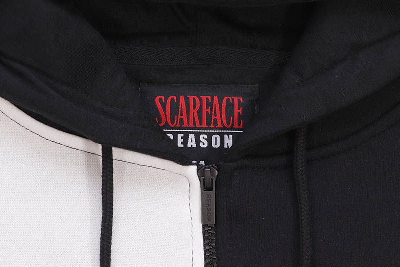 REASON CLOTHING SCARFACE SPLIT FULL ZIP OVERSIZED HOODIE (SF-98:BLACK/WHITE)