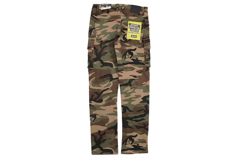 SPARK SLIM STRAIGHT FIT STRETCH CARGO CAMO PANTS (S4413:WOODLAND)