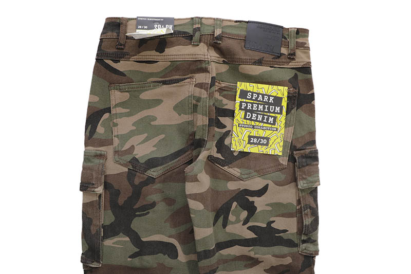 SPARK SLIM STRAIGHT FIT STRETCH CARGO CAMO PANTS (S4413:WOODLAND)