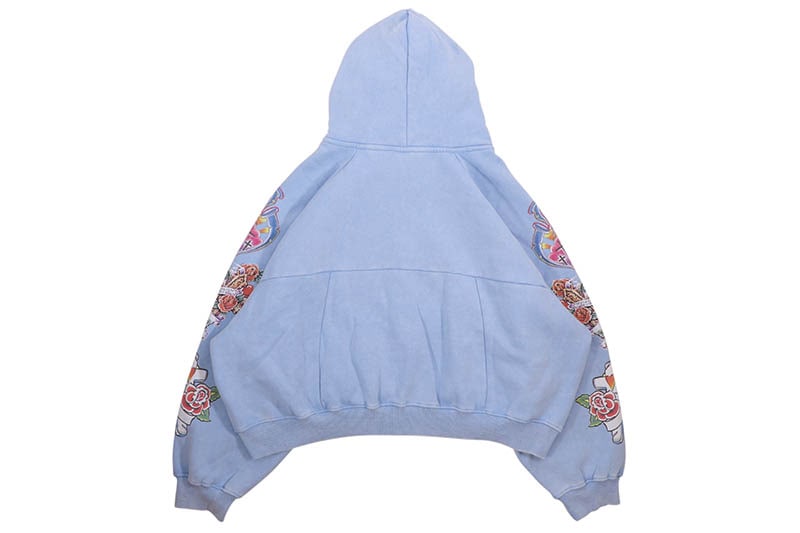 RIGHTEOUS RISEN KING CROPPED ZIP-UP HOODIE (BABY BLUE) | Brand,S-Z