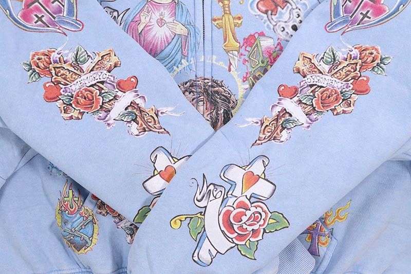 RIGHTEOUS RISEN KING CROPPED ZIP-UP HOODIE (BABY BLUE) | Brand,S-Z