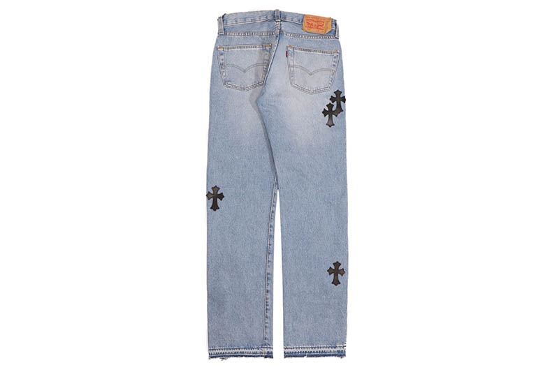 ADVANCE CROSS PATCH CUSTOM LEVI'S 501 ORIGINAL FIT JEANS (LT BLUE WASH) ARS-3865