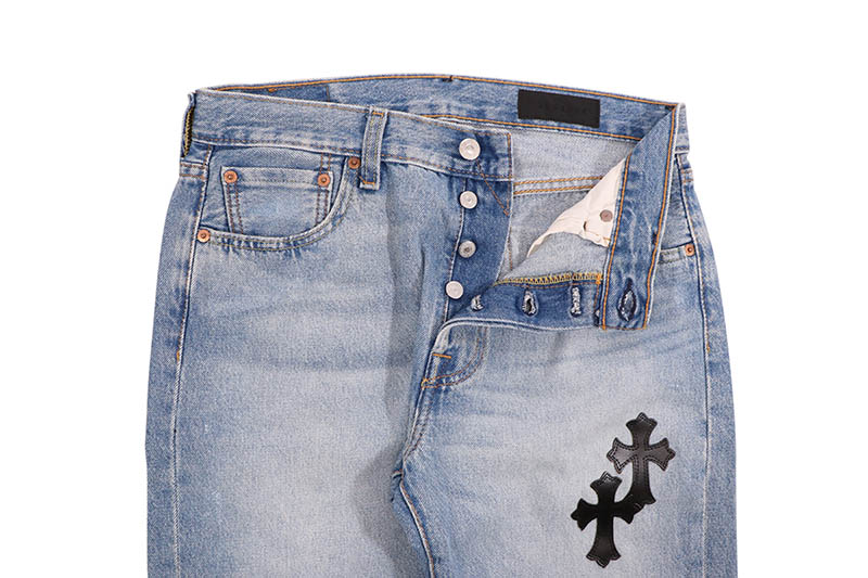 ADVANCE CROSS PATCH CUSTOM LEVI'S 501 ORIGINAL FIT JEANS (LT BLUE WASH) ARS-3865