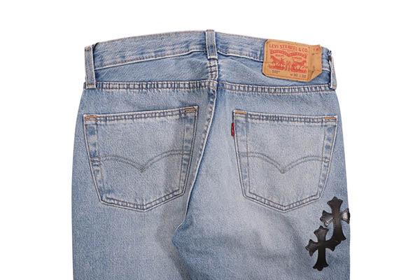ADVANCE CROSS PATCH CUSTOM LEVI'S 501 ORIGINAL FIT JEANS (LT BLUE WASH) ARS-3865