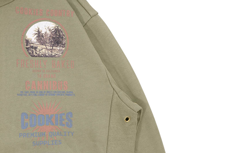 COOKIES WORKWEAR FRENCH TERRY PULLOVER HOODIE (OLIVE) CM243HFC12