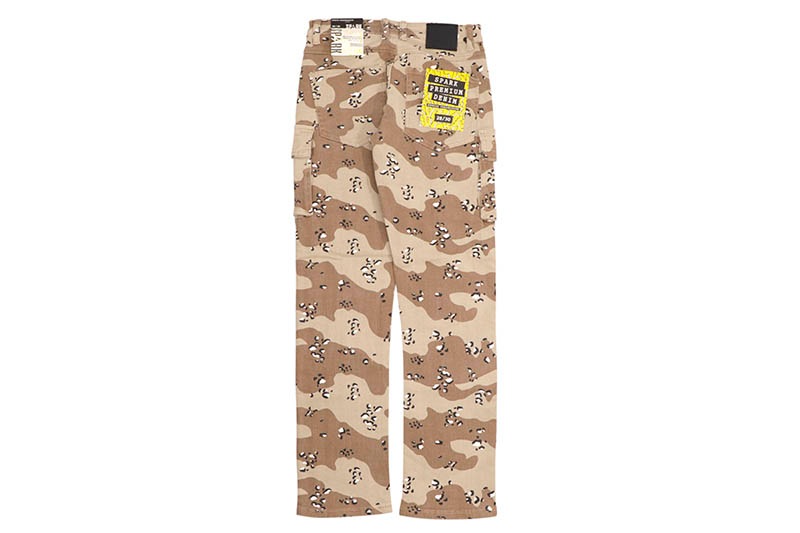 SPARK SLIM STRAIGHT FIT STRETCH CARGO CAMO PANTS (S4413:DESERT