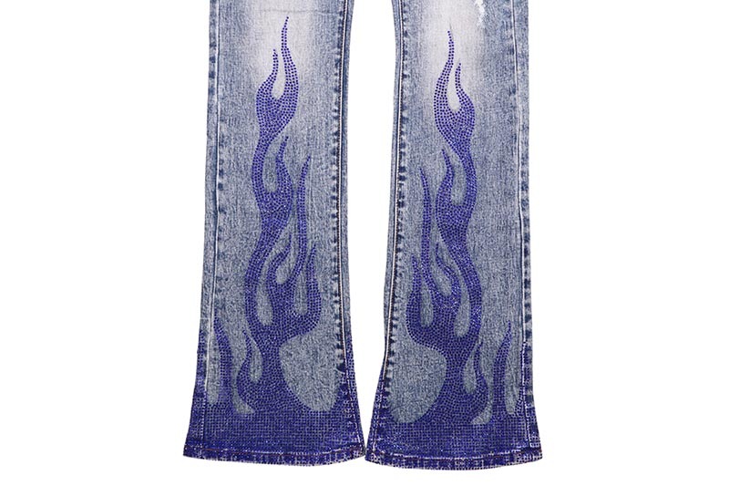 ARMOR JEANS FLAME RHINESTONE STACKED JEANS (AJ23SK-2:BLUE FLAME