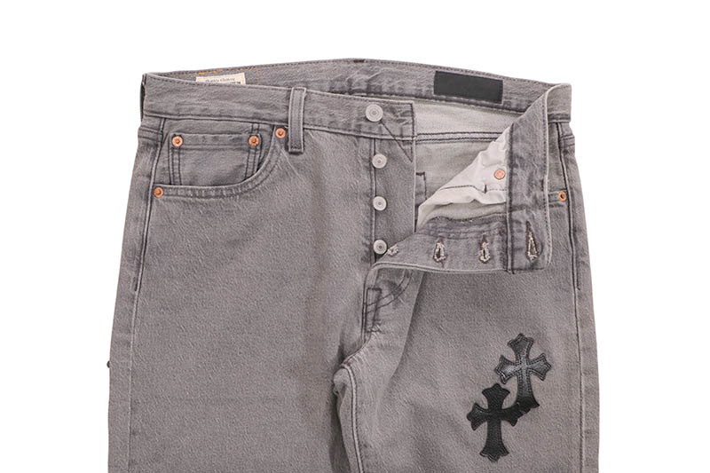 ADVANCE CROSS PATCH CUSTOM LEVI'S 501 ORIGINAL FIT JEANS (GRAY WASH) ARS-3865
