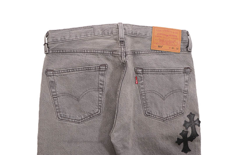 ADVANCE CROSS PATCH CUSTOM LEVI'S 501 ORIGINAL FIT JEANS (GRAY WASH) ARS-3865