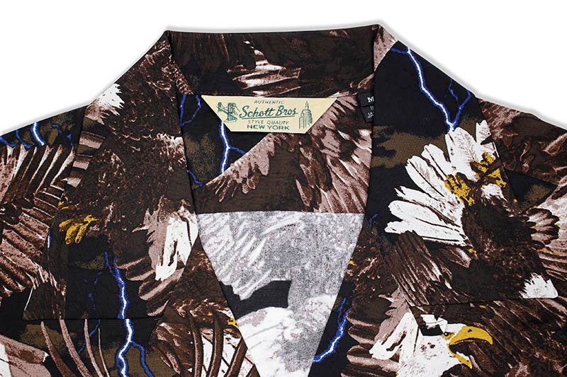 SCHOTT NYC HAWAIIAN SHIRT AMERICAN EAGLE (3195020/55:BROWN)