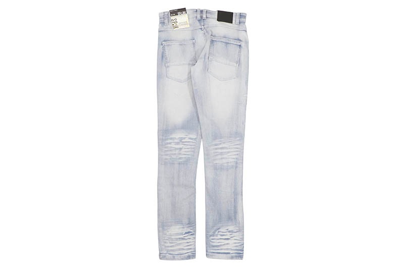 SPARK SLIM FIT STRETCH JEANS WITH 3D CRINKLE & REPAIR (S4403:LT SAND BLAST)