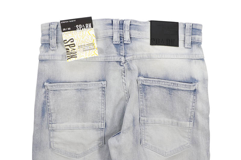 SPARK SLIM FIT STRETCH JEANS WITH 3D CRINKLE & REPAIR (S4403:LT SAND BLAST)