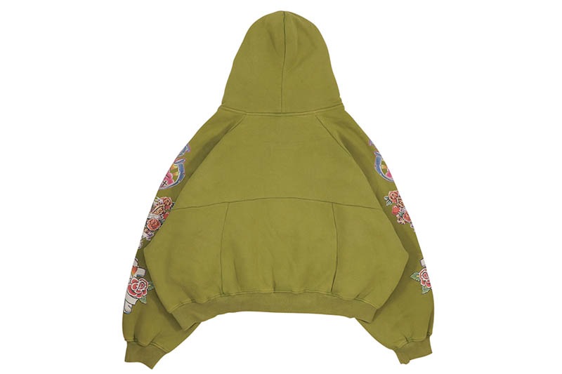 RIGHTEOUS RISEN KING CROPPED ZIP-UP HOODIE (MOSS)
