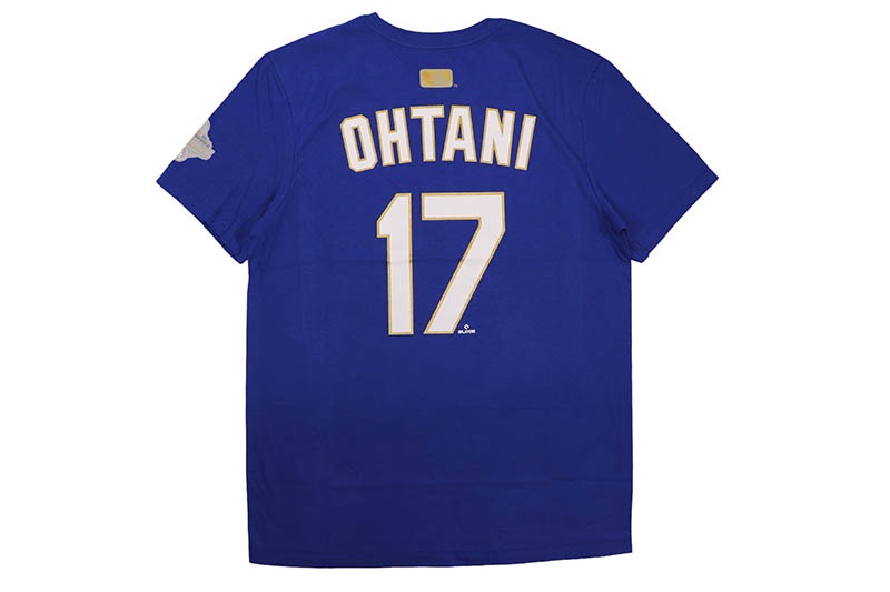 NIKE LOS ANGELES DODGERS SHOHEI OHTANI GOLD PROGRAM NAME & NUMBER T-SHIRT (BLUE)