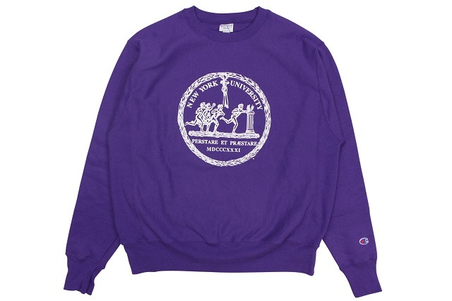 CHAMPION×NYU REVERSE WEAVE EMBLEM CREWNECK SWEATSHIRT(PURPLE)