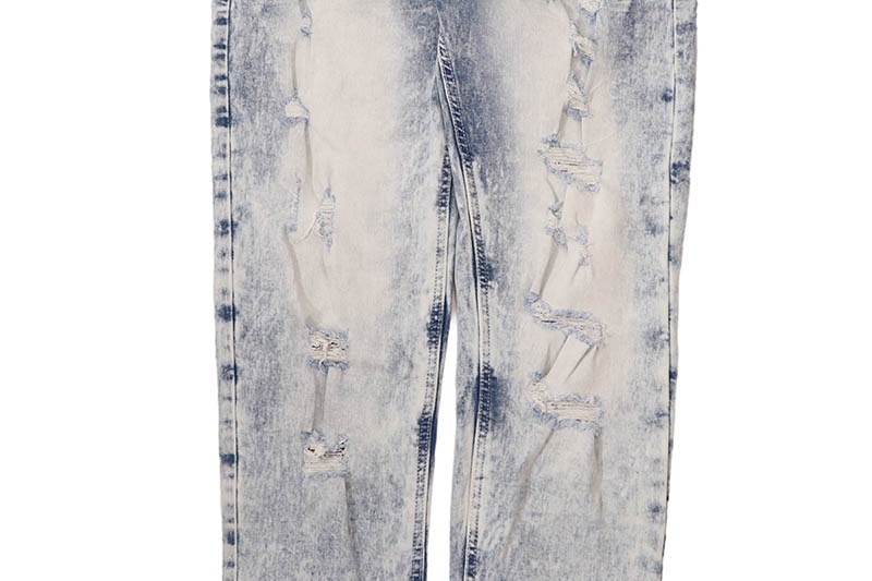 SPARK SLIM STRAIGHT FIT STRETCH JEANS WITH 3D CRINKLE & REPAIR (S4405:BLEACH BLUE)