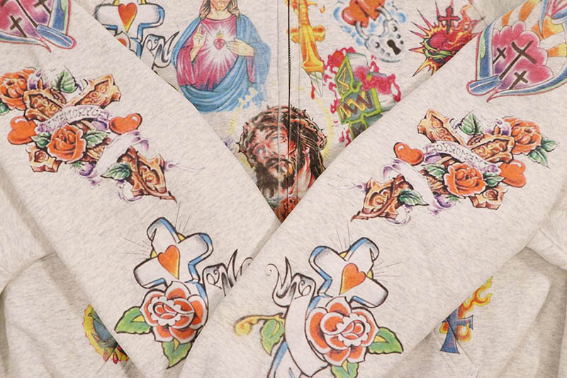 RIGHTEOUS RISEN KING CROPPED ZIP-UP HOODIE (GREY)