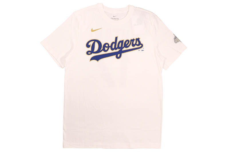 NIKE LOS ANGELES DODGERS SHOHEI OHTANI GOLD PROGRAM NAME & NUMBER T-SHIRT (WHITE)