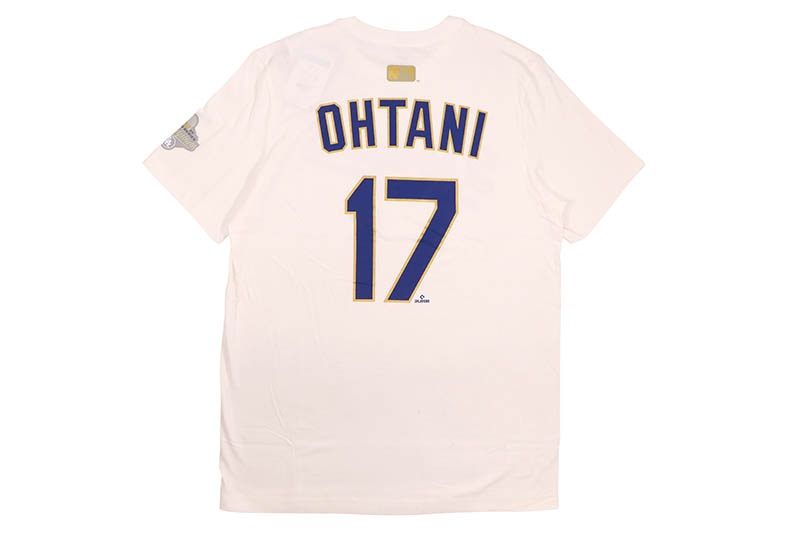 NIKE LOS ANGELES DODGERS SHOHEI OHTANI GOLD PROGRAM NAME & NUMBER T-SHIRT (WHITE)
