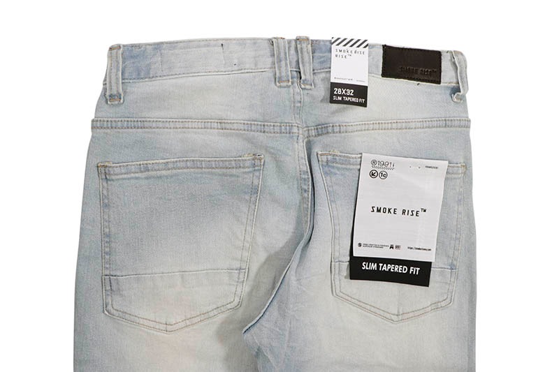 SMOKE RISE SLIM TAPERED RIP & REPAIRED COLORED JEANS (JP23532:SPECKLE BLUE)