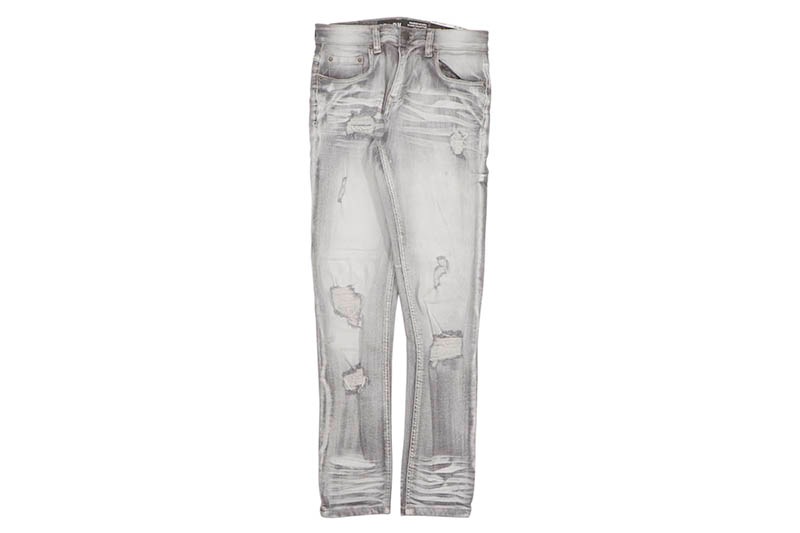 SPARK SLIM FIT STRETCH JEANS WITH 3D CRINKLE & REPAIR (S4403:GREY)