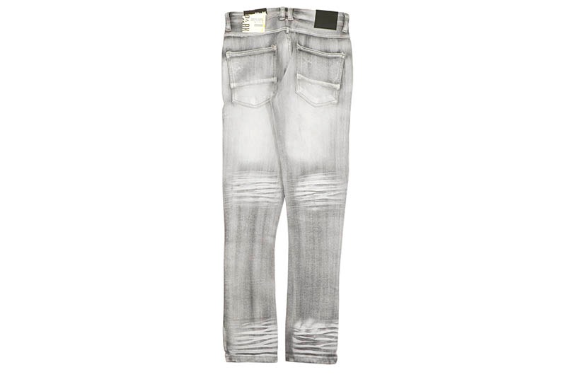 SPARK SLIM FIT STRETCH JEANS WITH 3D CRINKLE & REPAIR (S4403:GREY)