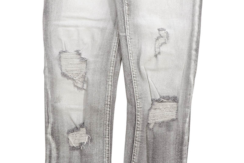 SPARK SLIM FIT STRETCH JEANS WITH 3D CRINKLE & REPAIR (S4403:GREY)