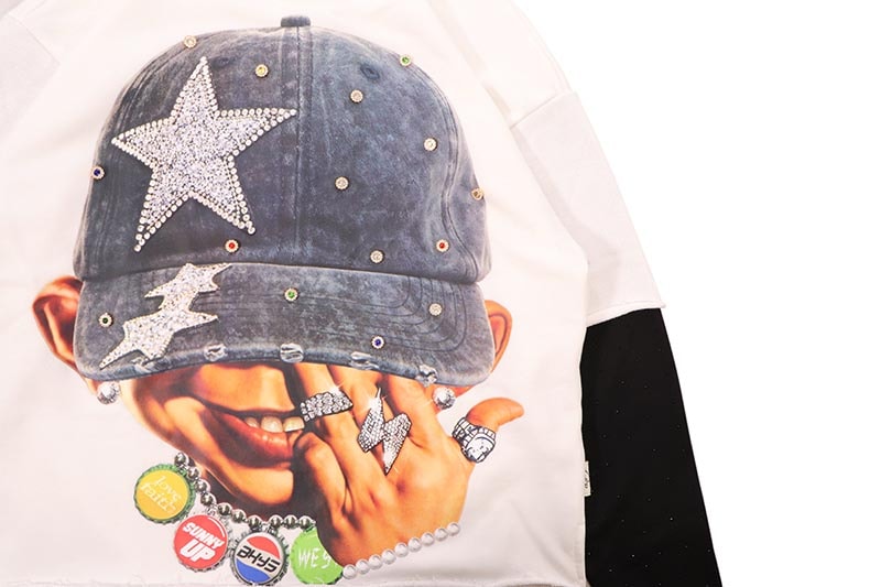 BKYS RHINESTONE SUNNY UP LS TEE (C1301:WHITE)