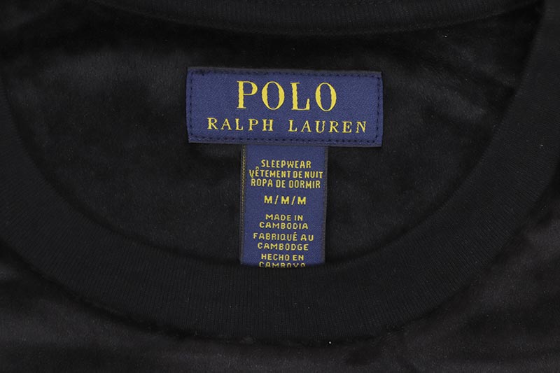 POLO RALPH LAUREN PLUSH VELOUR SLEEP SHIRT (PP32RL-TP9:POLO BLACK)
