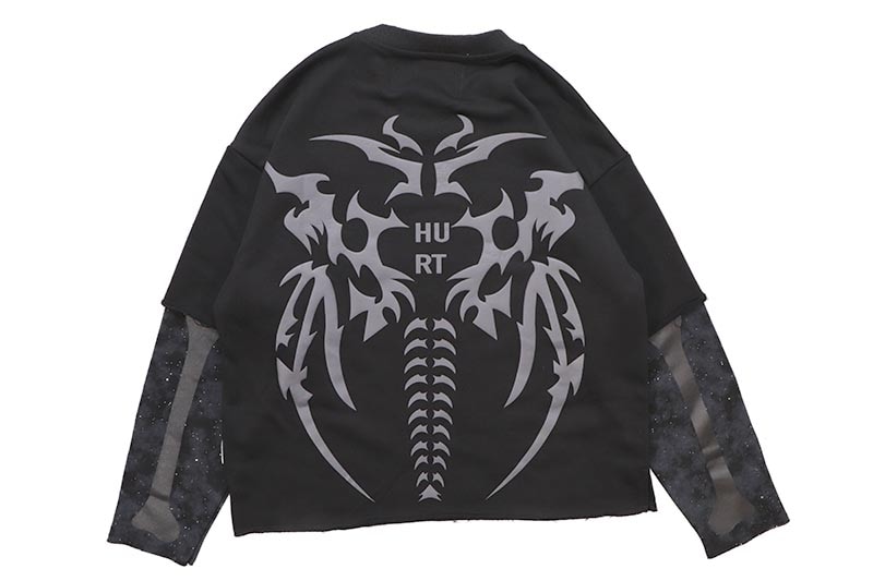 BKYS RHINESTONE HURT LS TEE (C1299:BLACK)