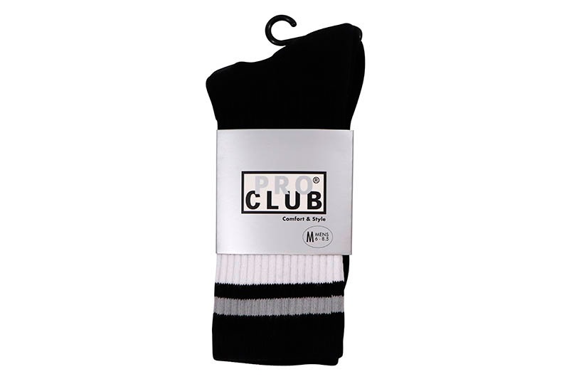 PRO CLUB CLASSIC STRIPE CREW SOCKS (BLACK/WHITE/GRAY) 03PC0902