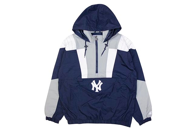 STARTER NEW YORK YANKEES HALF ZIP HOODED PULLOVER JACKET (LS950833-NYY)